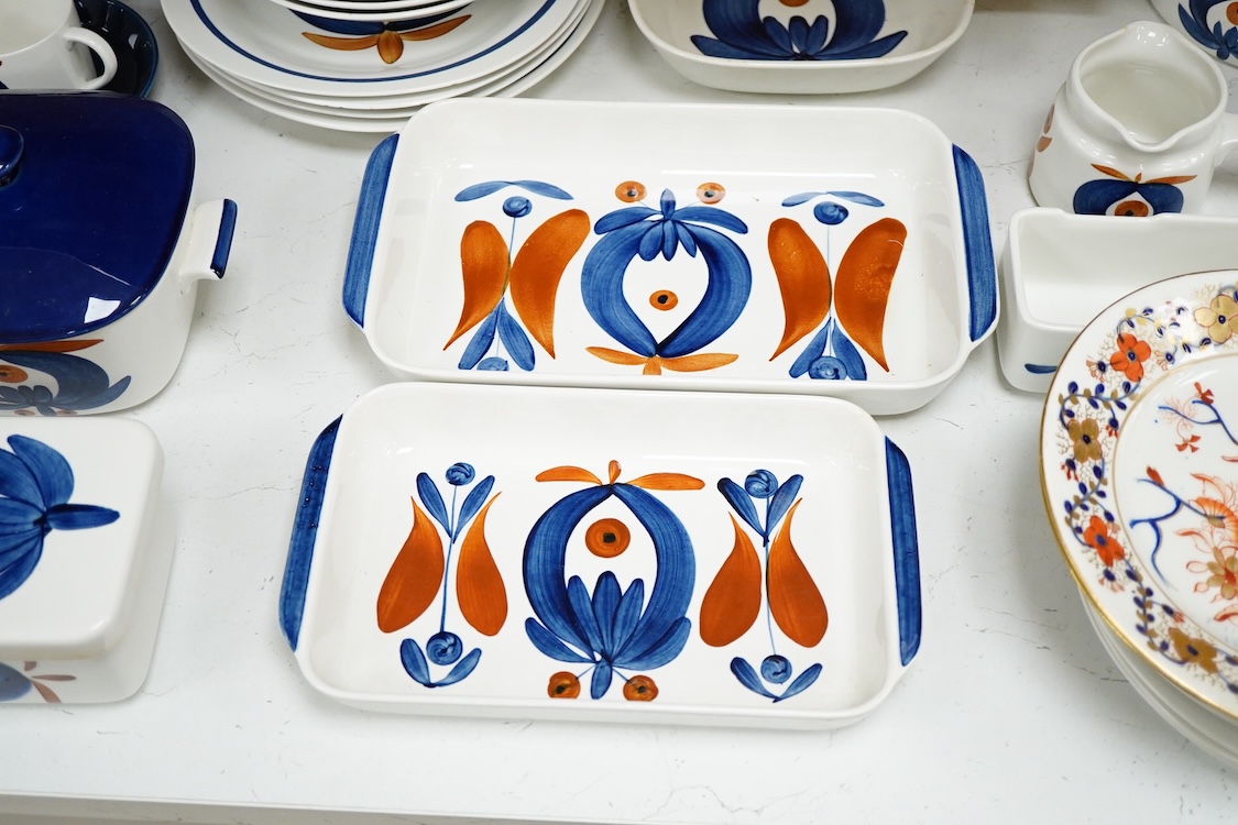 A Rorstrand Polka pattern part dinner service, designed by Marianne Westman